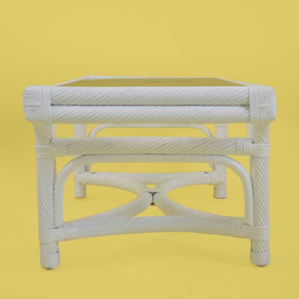 White Twisted Rattan Coffee Table