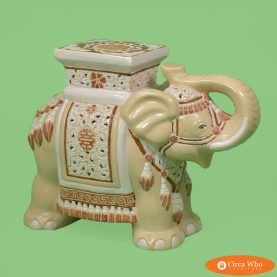 White and Brown Trunk Up Elephant Garden Seat