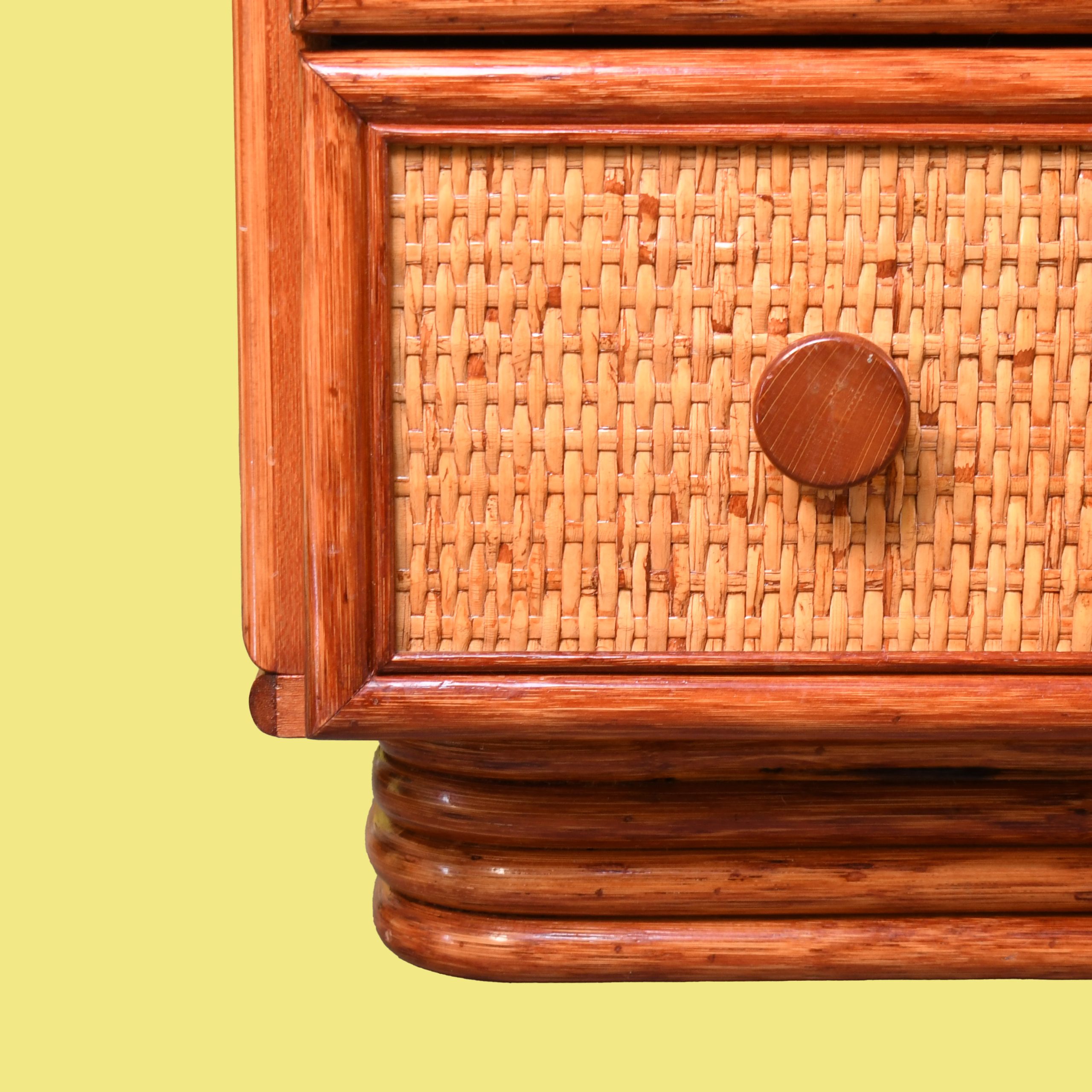 Woven Rattan 3-Piece Media Cabinet by Maugrion