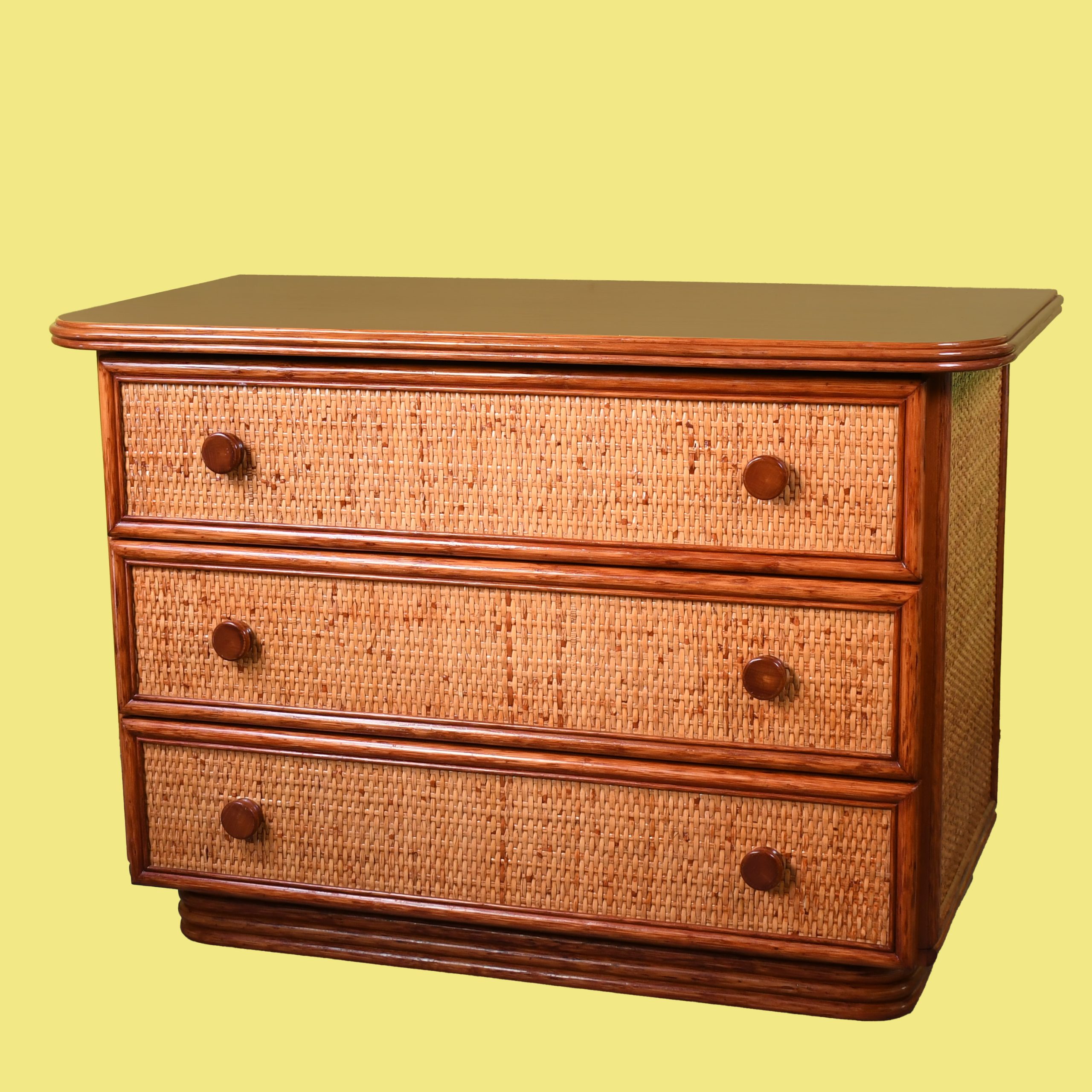 Woven Rattan 3-Piece Media Cabinet by Maugrion