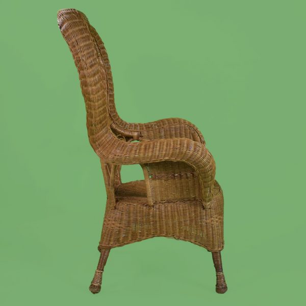 Woven Rattan Arm Throne Chair