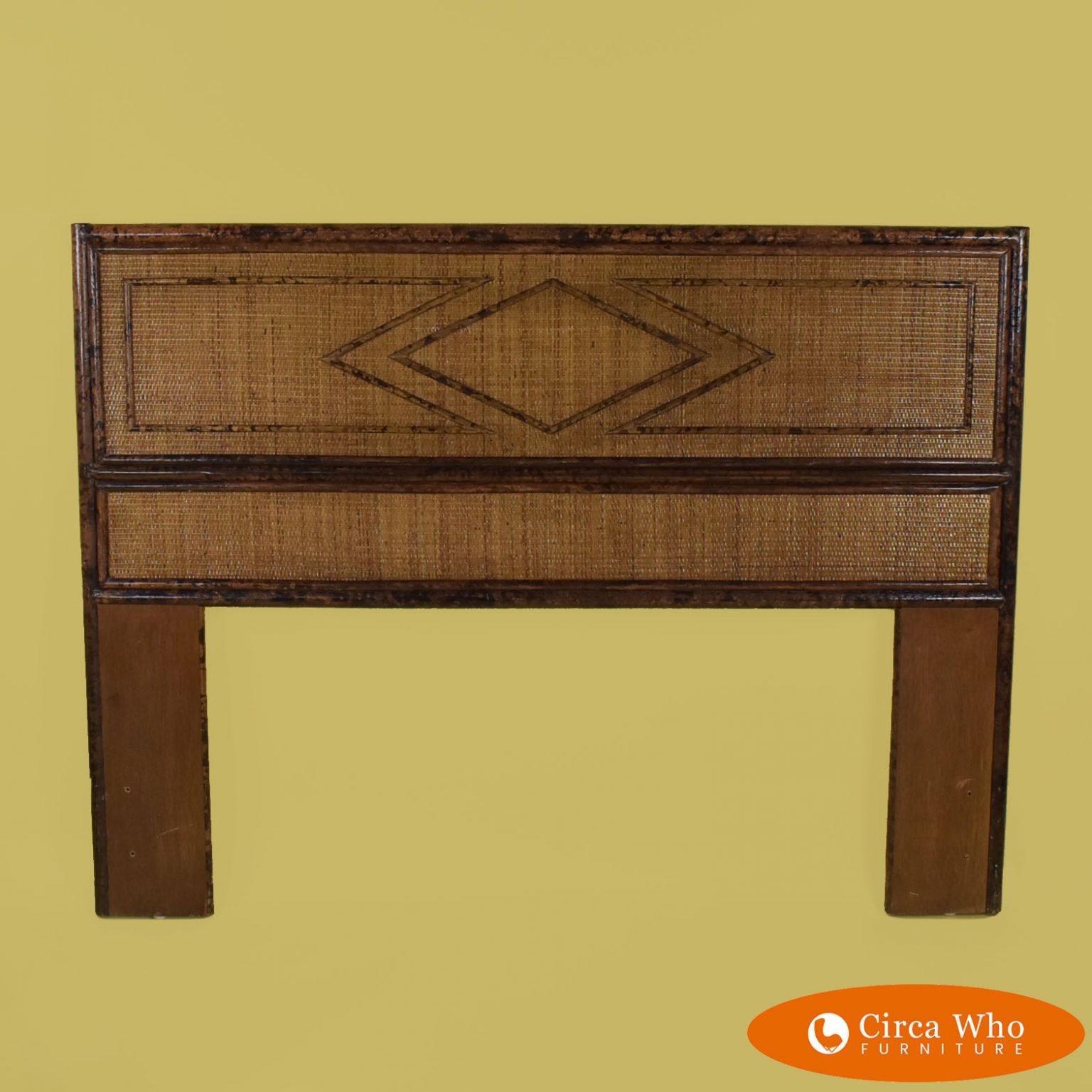 Woven Rattan BURNT BAMBOO Queen Size Headboard Circa Who