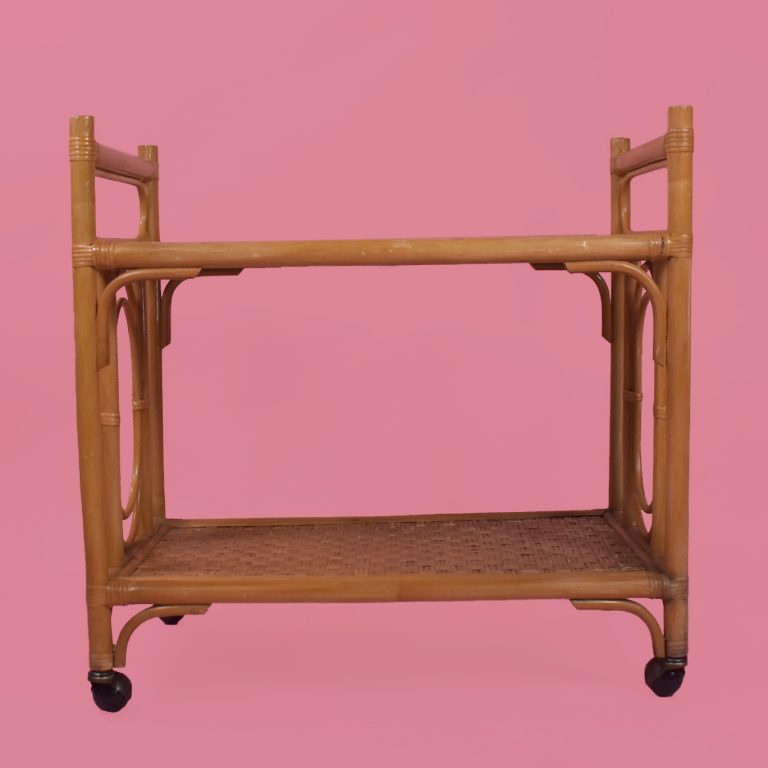 Woven Rattan Bamboo Bar Cart Circa Who