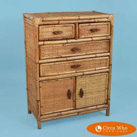 Woven rattan bamboo chest in good condition natural color