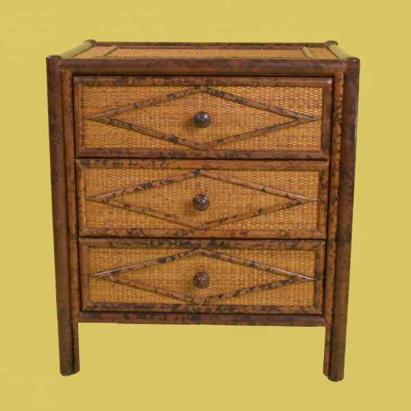 Woven Rattan Burnt Bamboo Small Cabinet