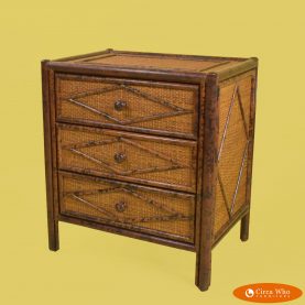 Woven Rattan Burnt Bamboo Small Cabinet