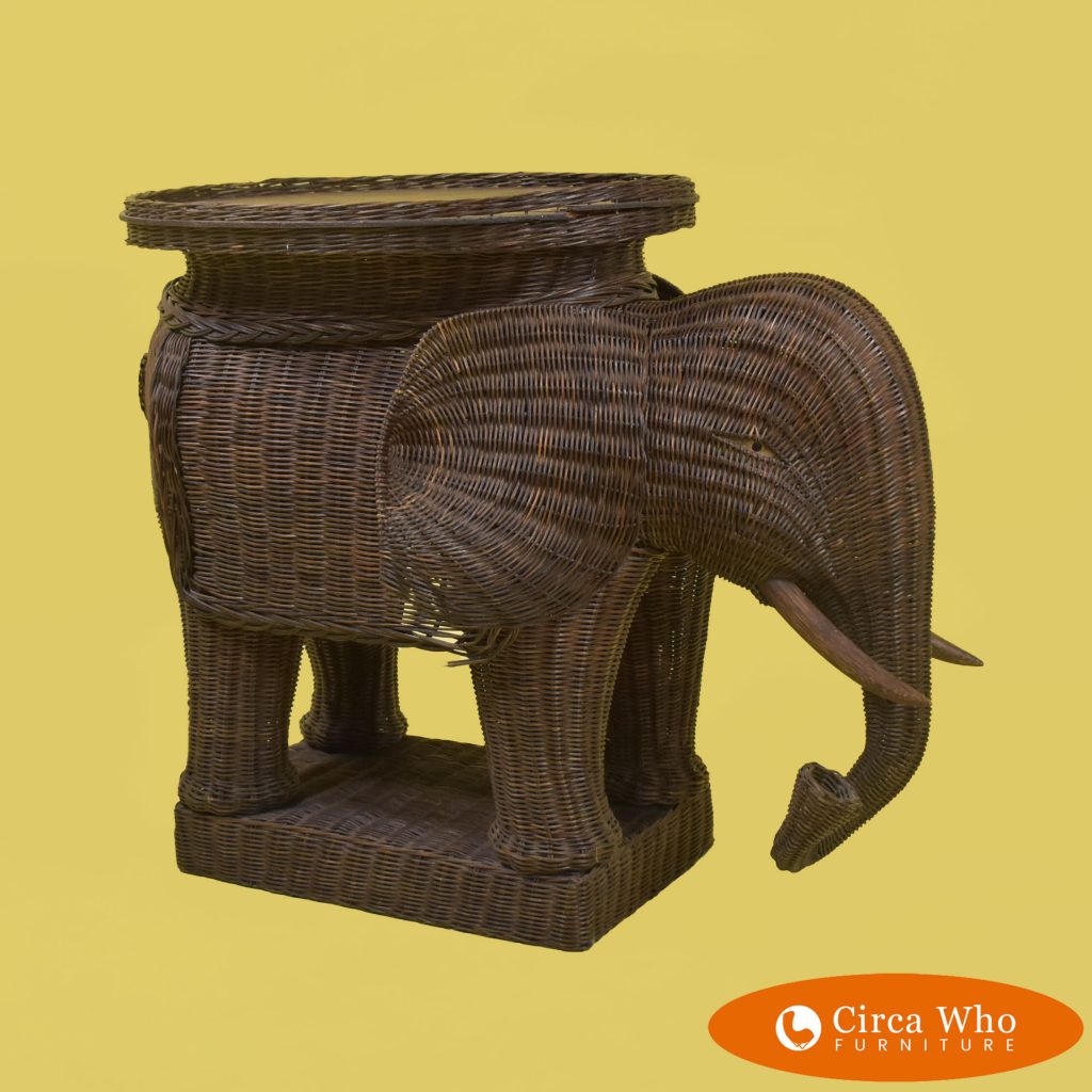 Woven Rattan Dark Brown Elephant Table Circa Who