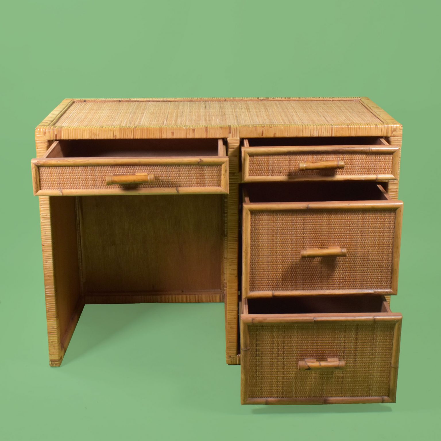 Woven Rattan Desk with Chair Circa Who