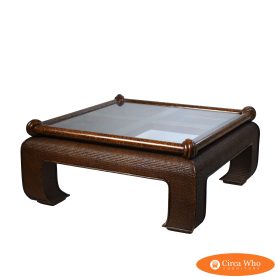 Woven Rattan Faux Tortoise Ming Style Coffee Table