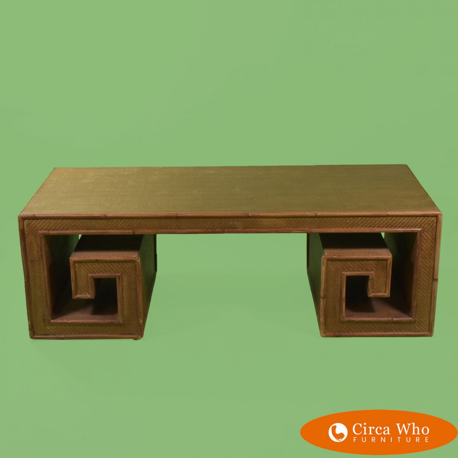 Woven Rattan Greek Key Coffee Table Circa Who