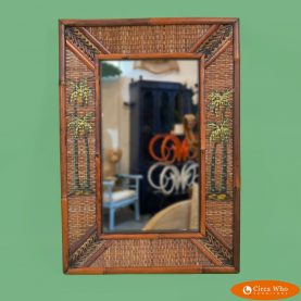 Woven Rattan Handpainted Vanity Mirror