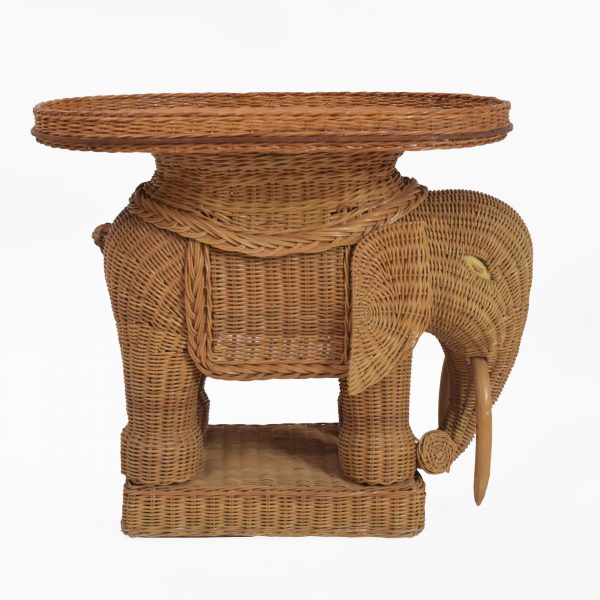 Woven Rattan Honey Elephant Table