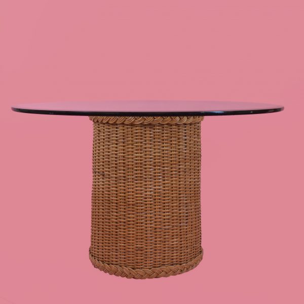 Woven Rattan Round Dining Table