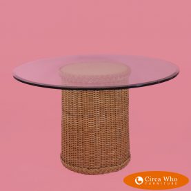 Woven Rattan Round Dining Table