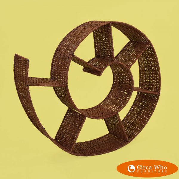 Woven Rattan Snail Wall Etagere