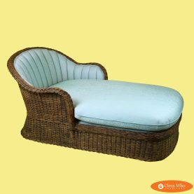 Woven Rattan Upholstered Chaise Lounge