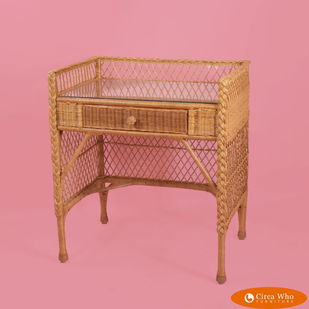 Woven Rattan Vanity Desk Circa Who