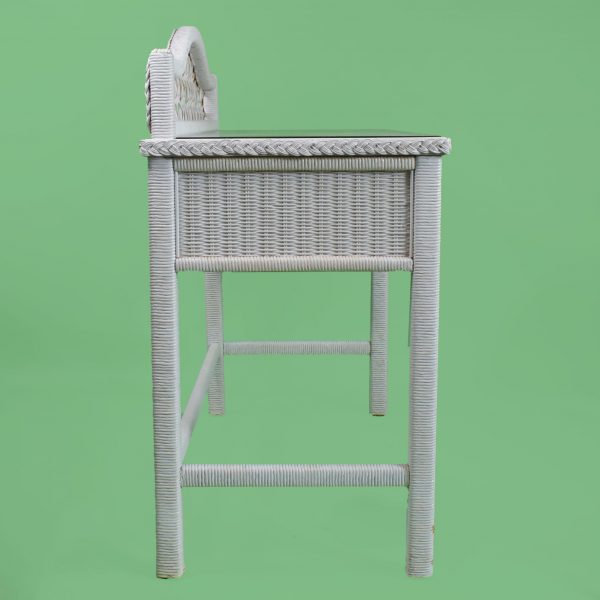 Woven Rattan White Desk With Chair