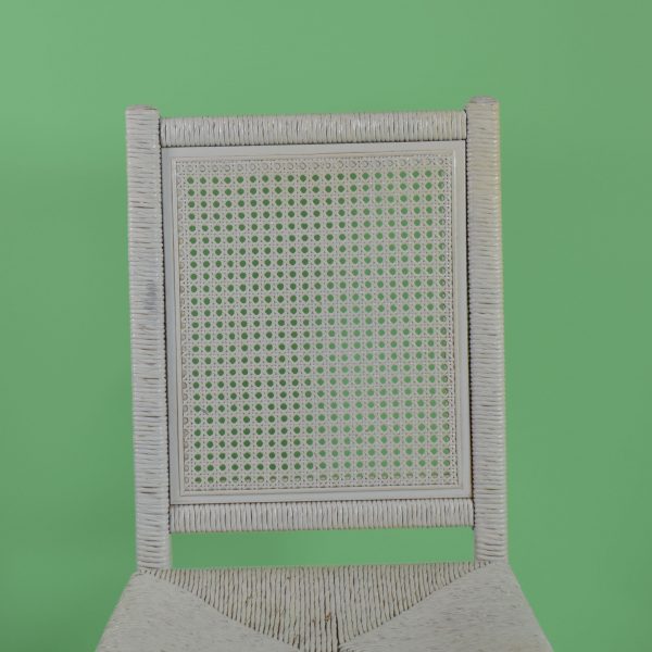 Woven Rattan White Desk With Chair