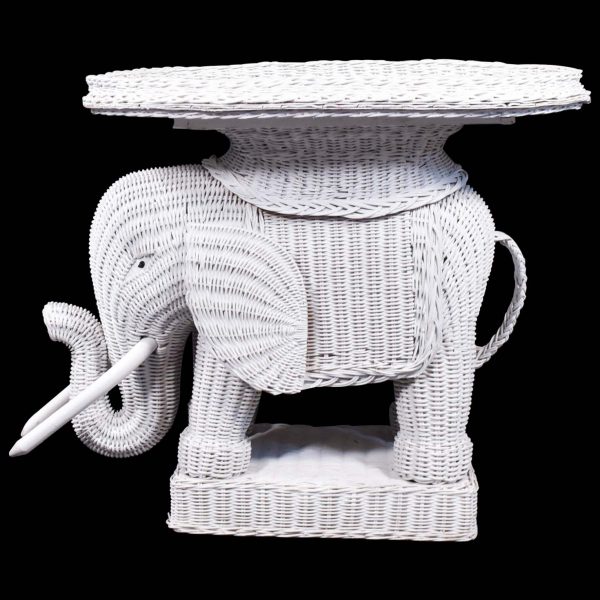 Woven Rattan White Elephant Table