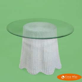 Woven Rattan White Round Table