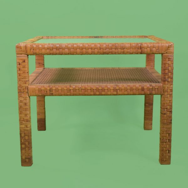 Woven Rattan With Cane Small Coffee Table