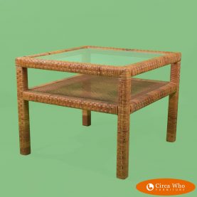 Woven Rattan With Cane Small Coffee Table
