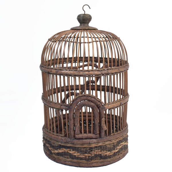 Woven Rattan and Bamboo Bird Cage