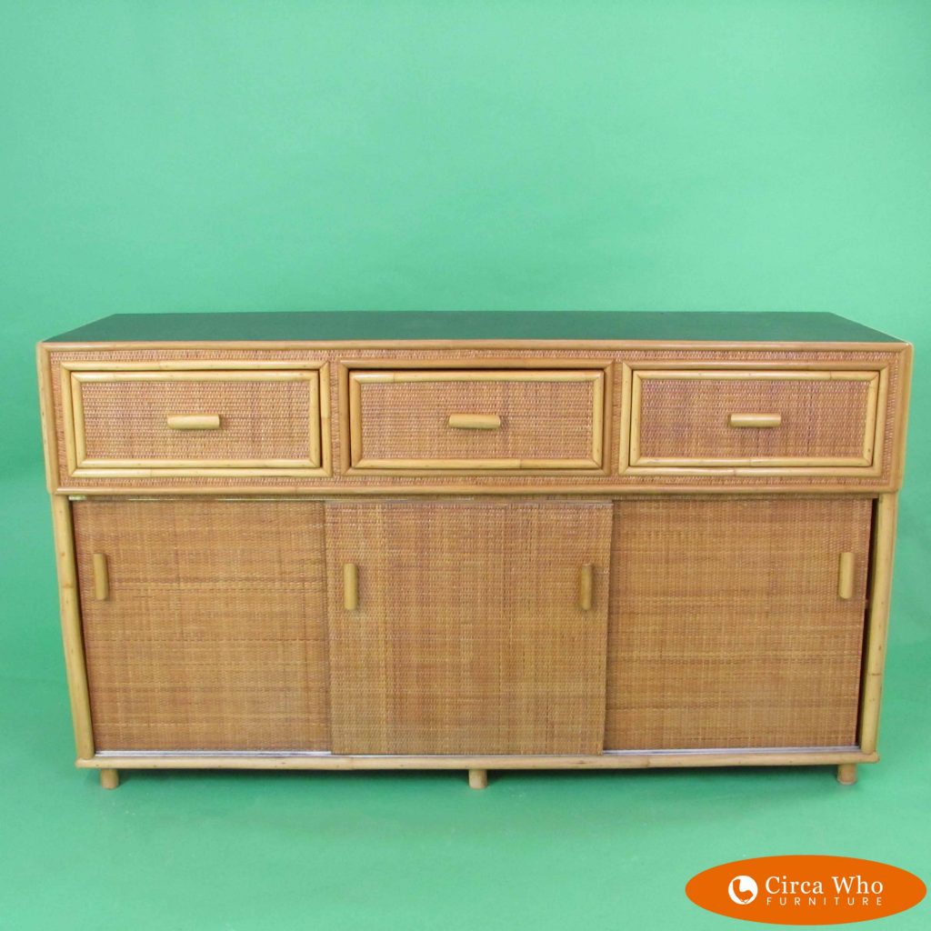 Woven Rattan and Bamboo Credenza Circa Who