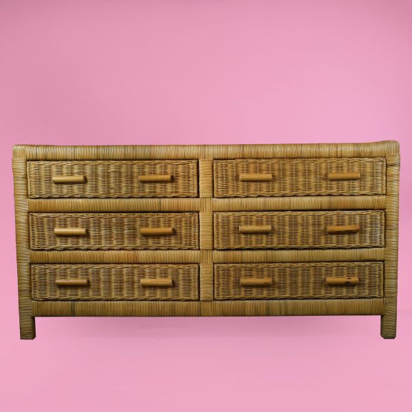 Woven Rattan and Bamboo Double Dresser