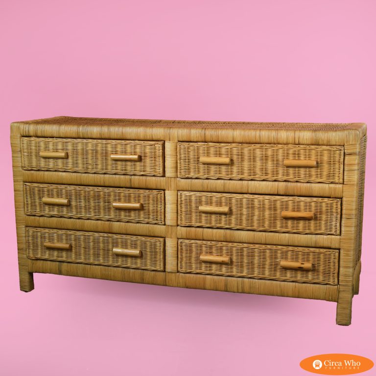 Woven Rattan and Bamboo Double Dresser