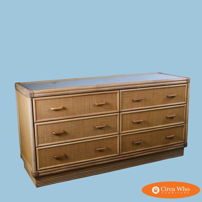 Woven Rattan and Bamboo Dresser by Brown Jordan