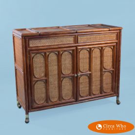 Woven Rattan and Bamboo Server in Casters