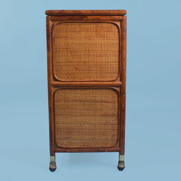Woven Rattan and Bamboo Server in Casters
