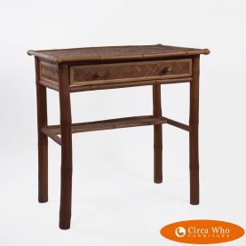 Woven Rattan and Bamboo Small Desk