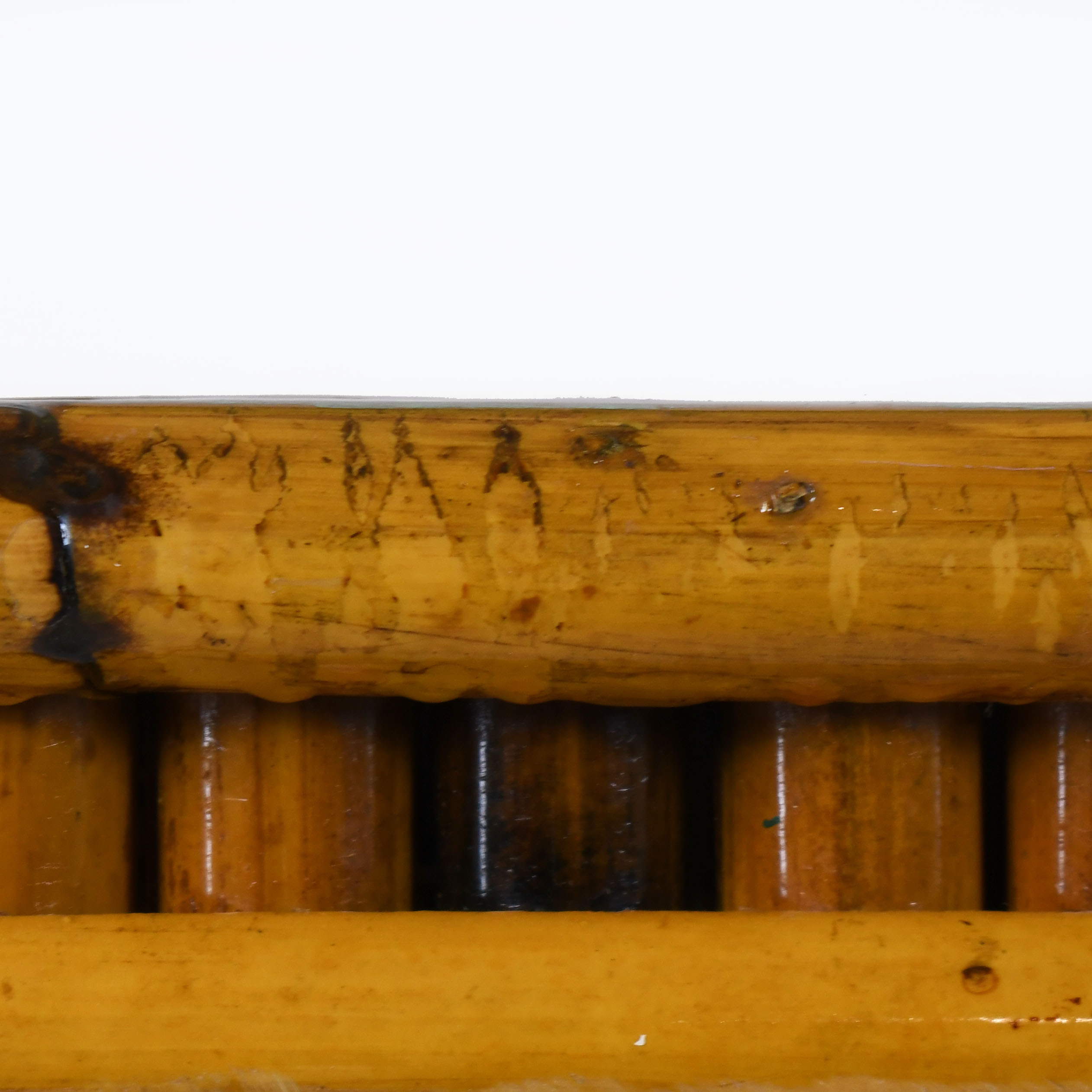 Woven Rattan and Burnt Bamboo Dining Table