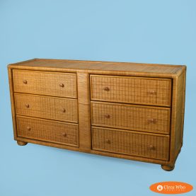 Woven Rattan and Cane Rattan Double Dresser