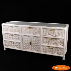 Woven Rattan and Pencil Reed Dresser