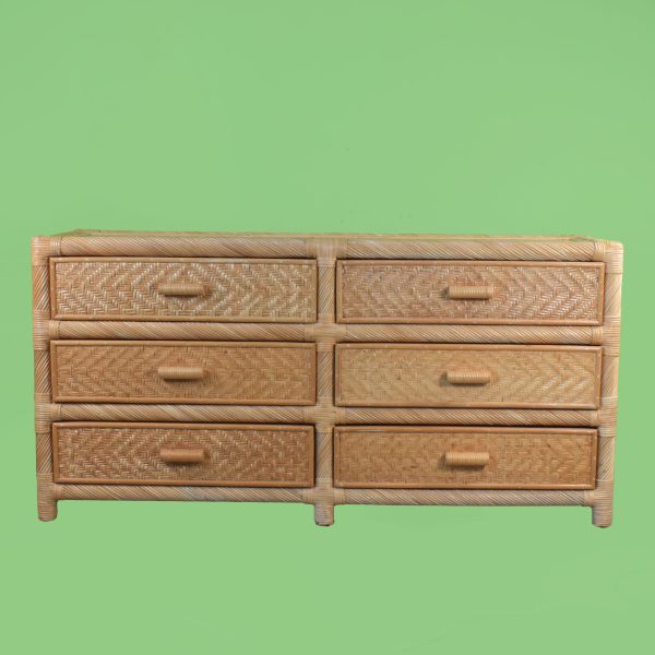 Woven Rattan and Pencil Reed Dresser