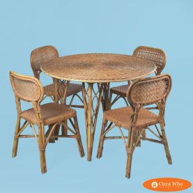 Woven Rattan and Rattan Coastal Dining Set