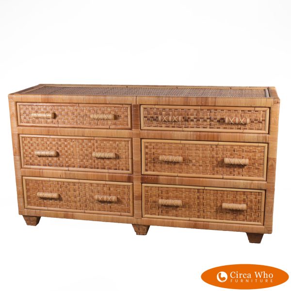 Woven Rattan and Rattan Dresser