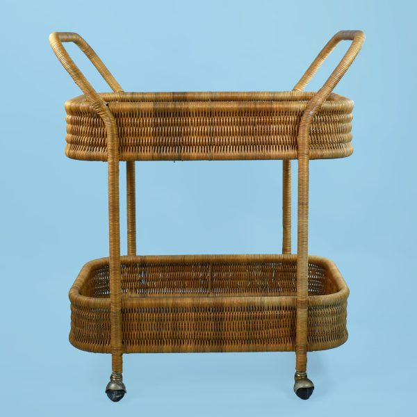 Wrapped Rattan 2 Tier Bar Cart