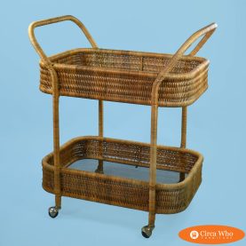 Wrapped Rattan 2 Tier Bar Cart