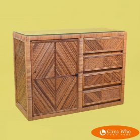 Wrapped Rattan Burnt Pencil Reed Small Cabinet