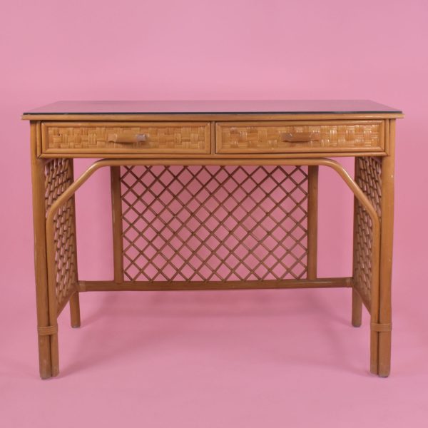 Wrapped Rattan Chippendale Desk With chair