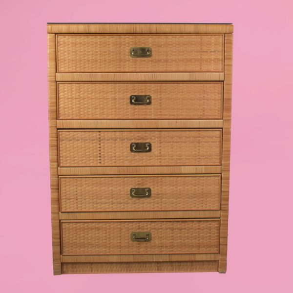 Wrapped Rattan Coastal Chest