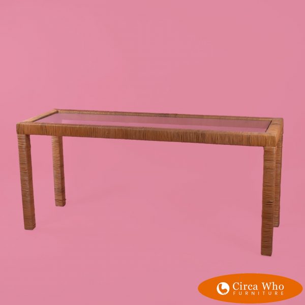 wrapped rattan console