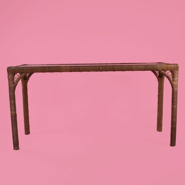 Wrapped Rattan Console