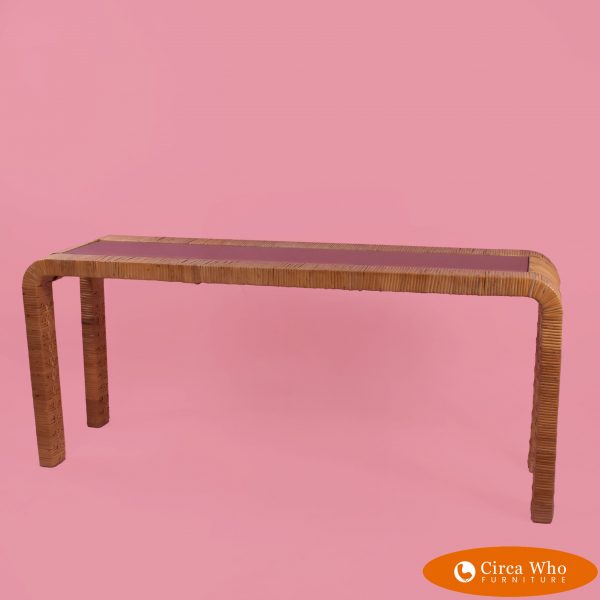 Wrapped Rattan Long Console