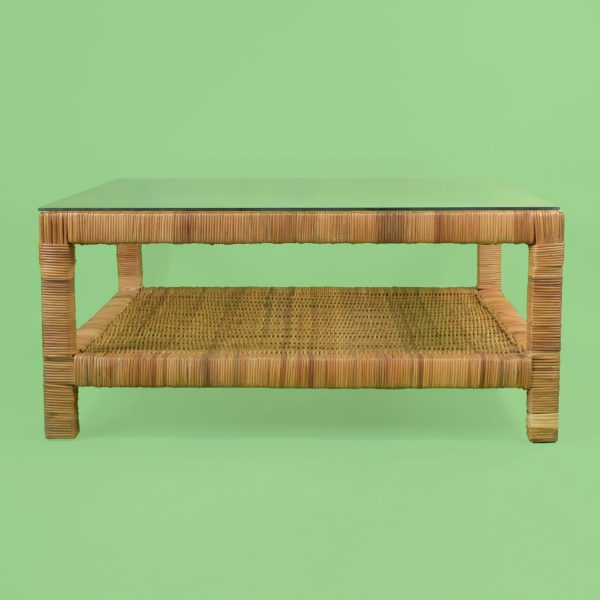 Wrapped Rattan Two Tier Square Coffee Table